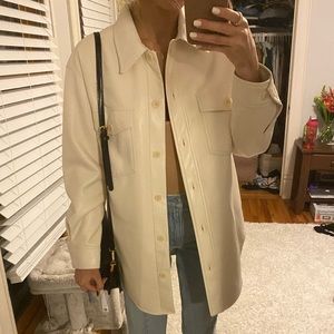 WILFRED White/Cream Faux Leather Shacket